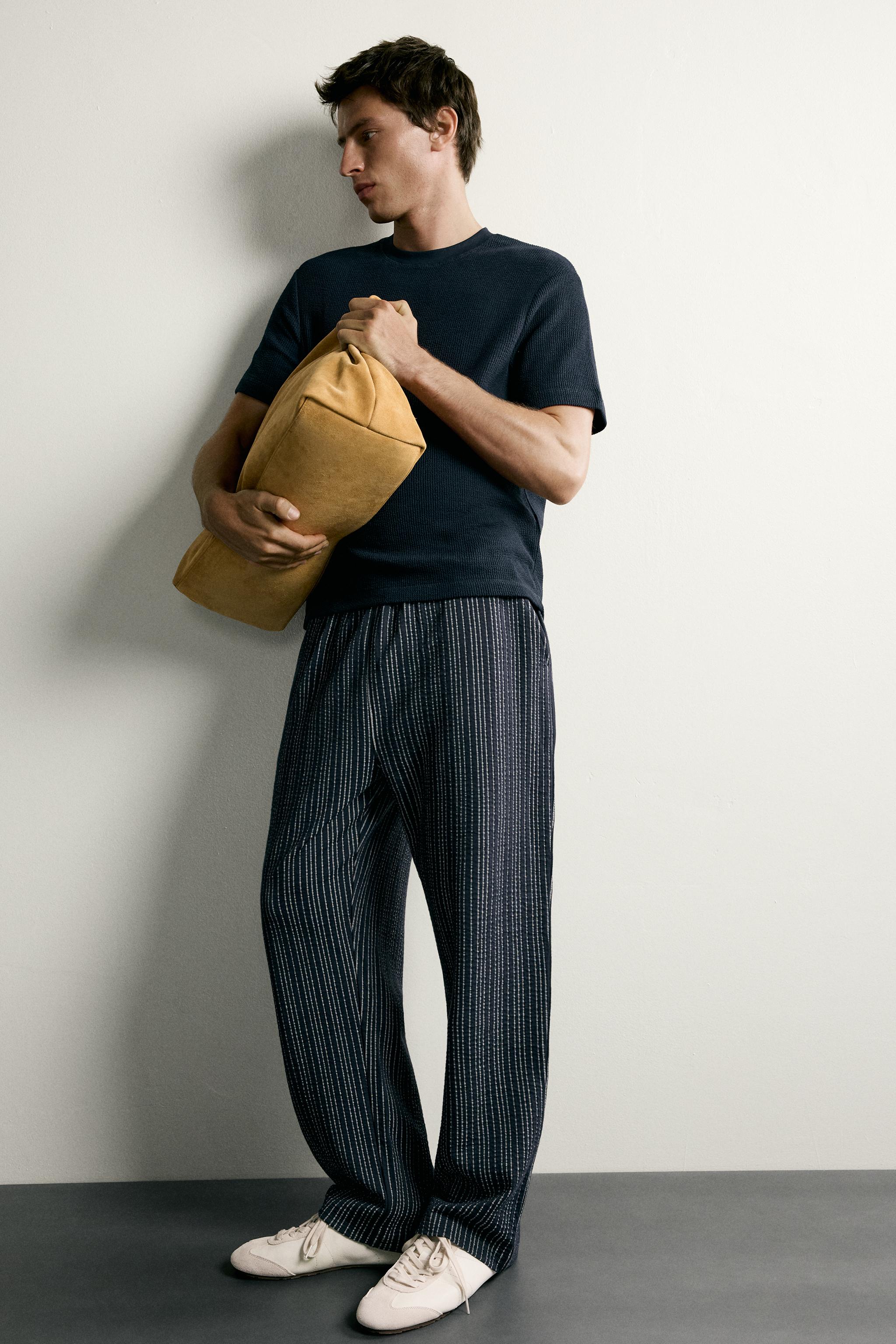 PANTALON DÉCONTRACTÉ SEERSUCKER CONTRASTE